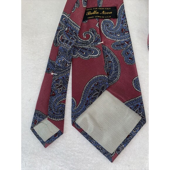 Bella Nova Men 100% Silk Tie Paisley Floral Made in Italy USA office preppy - Picture 4 of 5